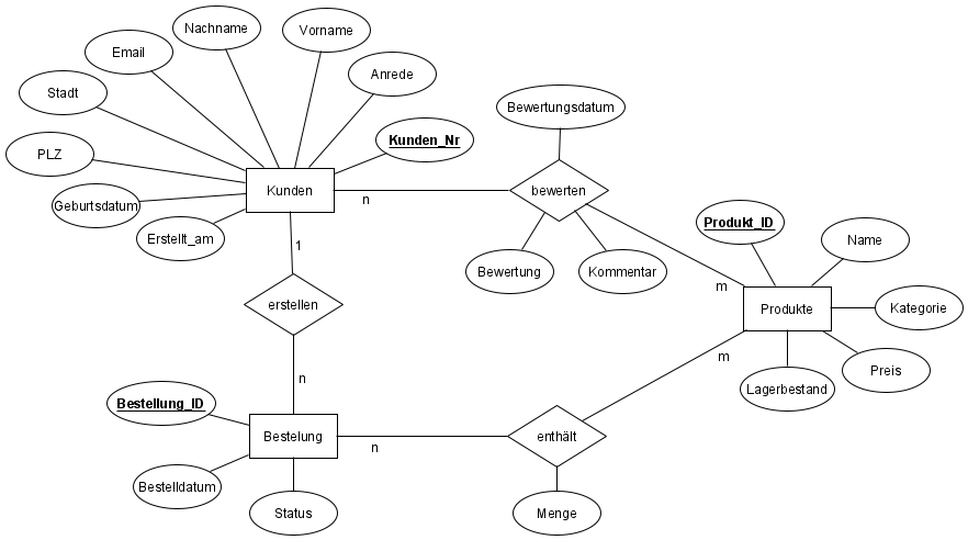 ER-Diagramm der Datenbank Onlineshop